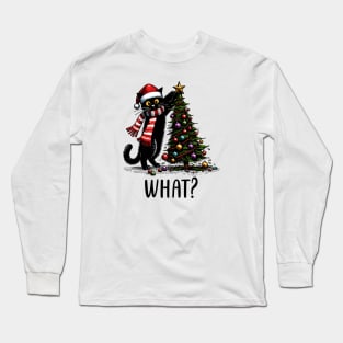 What? Black Cat Christmas Tree Long Sleeve T-Shirt